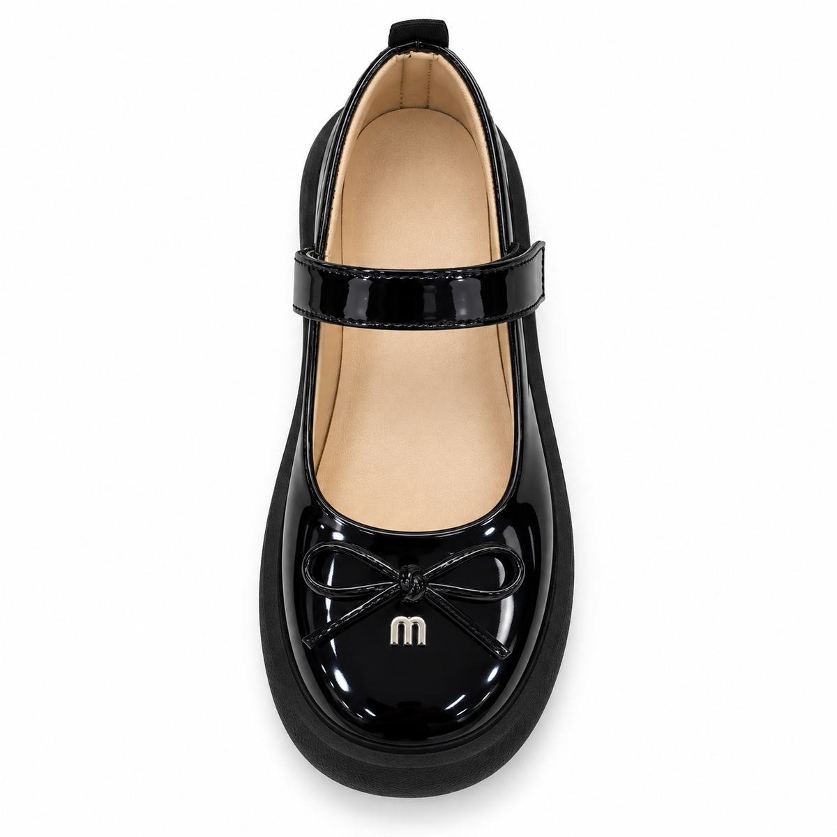 Glossy Bow Mary Jane Shoes