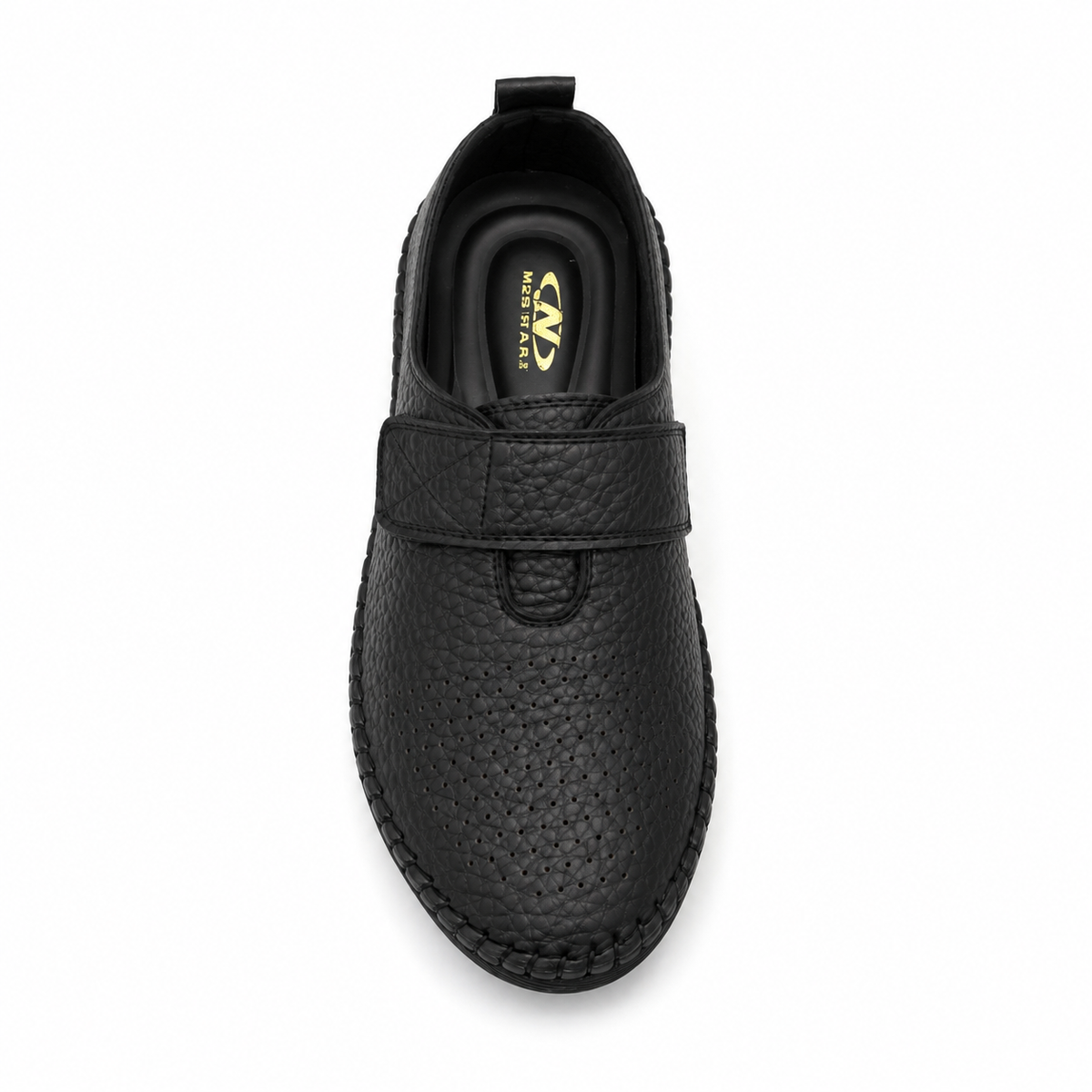 Comfort flats with perforated details and hook-and-loop strap