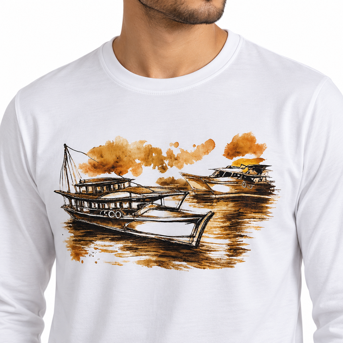 Boat Graphic Long Sleeve T-Shirt