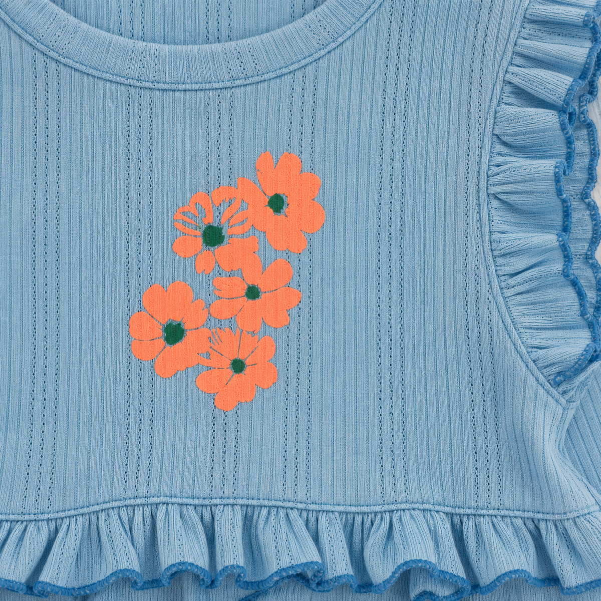 Ribbed Floral Ruffle Top