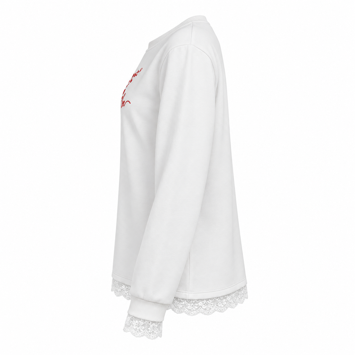 Lace Trim Heart Graphic Sweatshirt