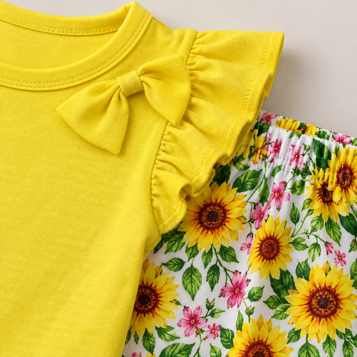 Ruffle T-Shirt And Floral Shorts Set