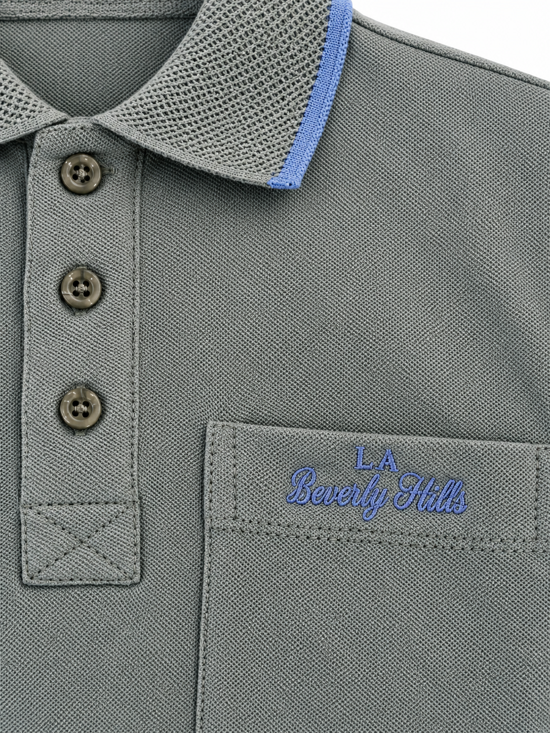Men Pocket Polo Shirt With Striped Collar