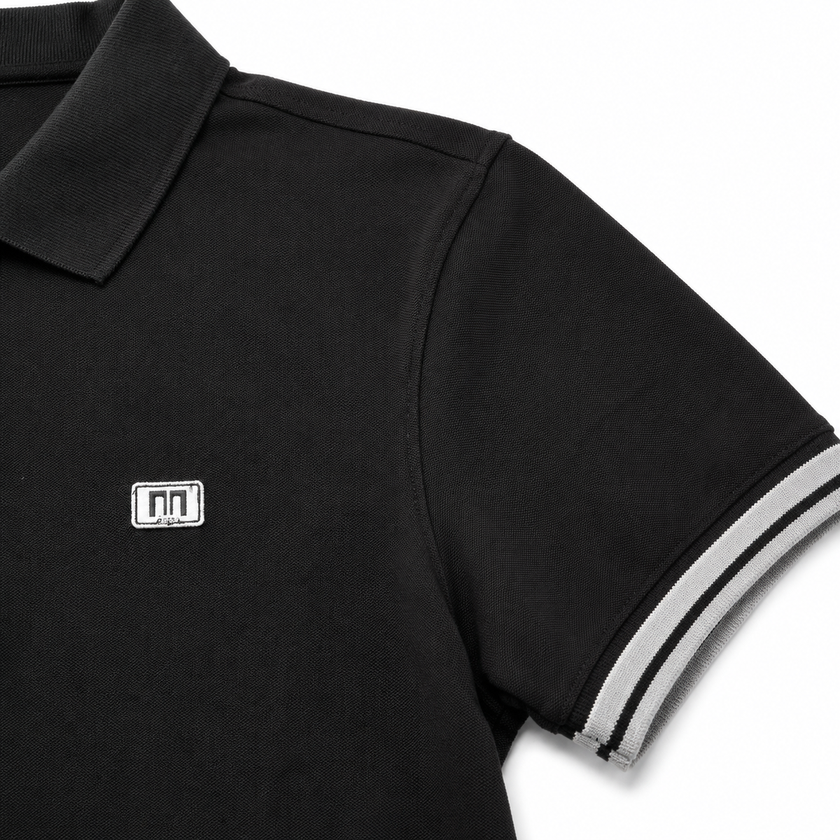 Men Short Sleeve Polo Shirt With Striped Cuffs