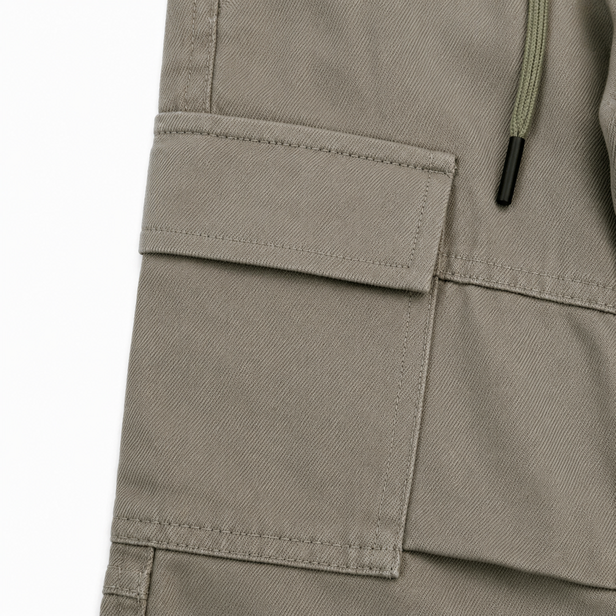 Boys Cargo Pants With Utility Pockets And Drawstring Waist