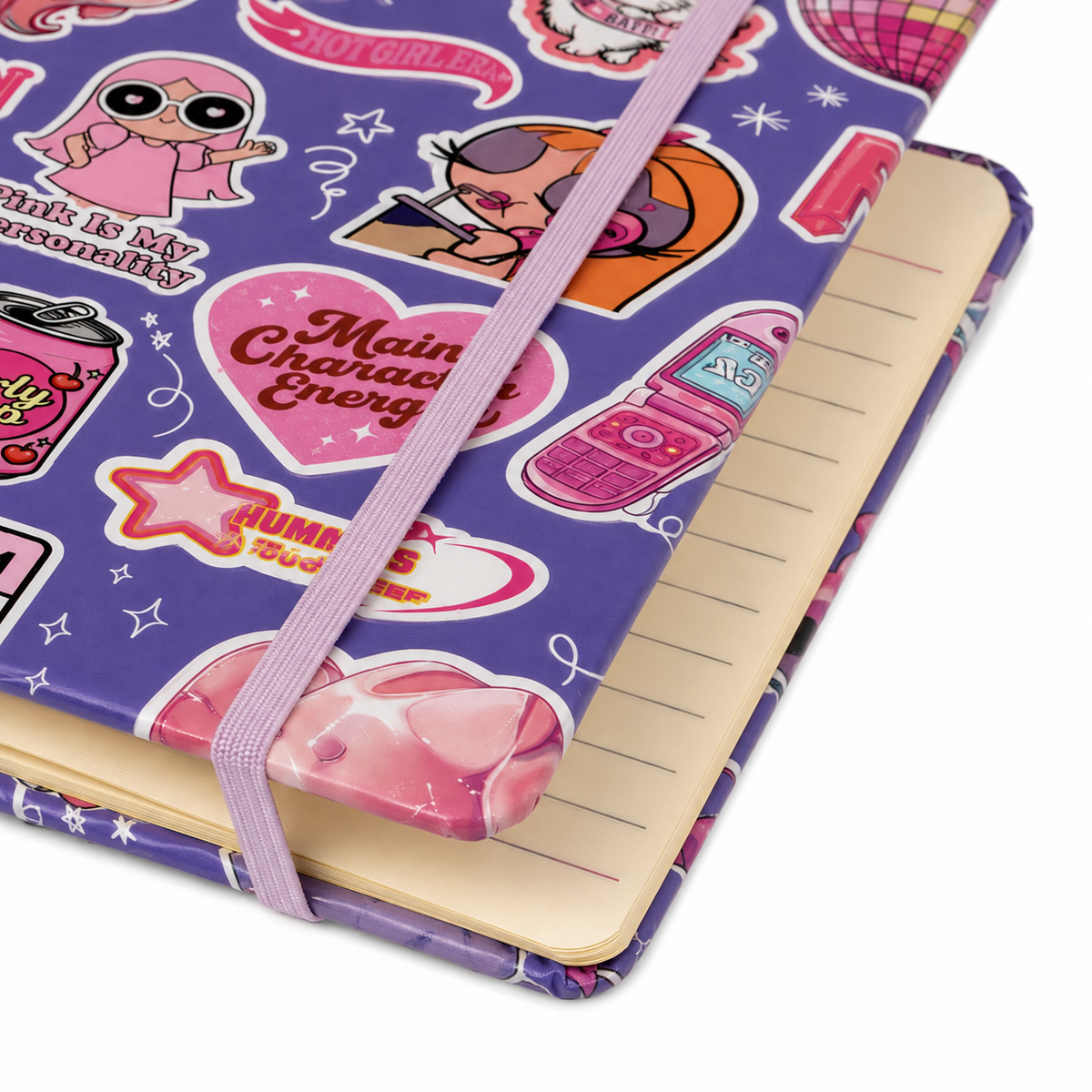 Printed Hardcover Ruled Notebook With Elastic Band