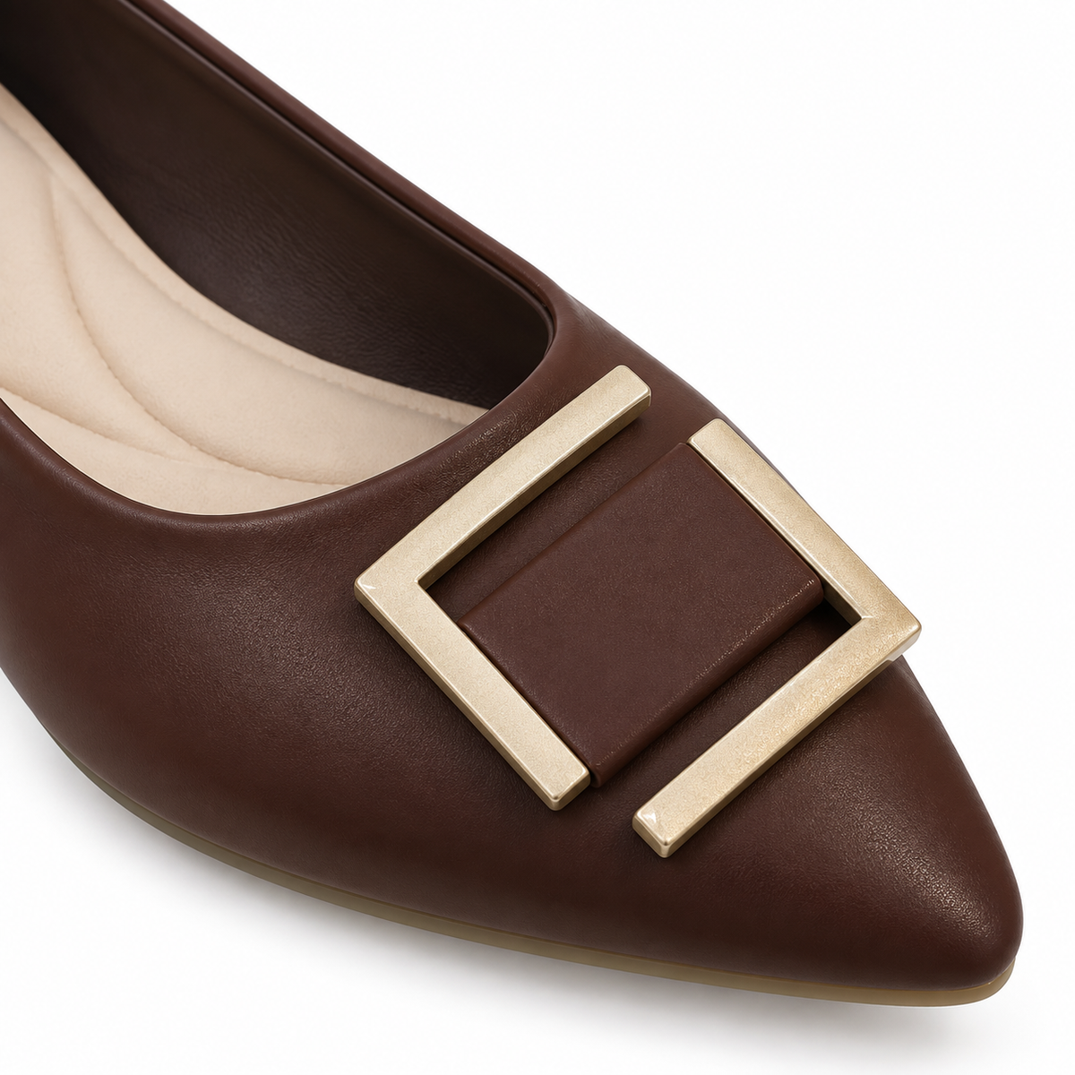 Metal Detail Pointed Toe Flats