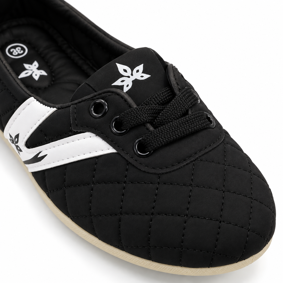 Quilted Lace-Up Flats