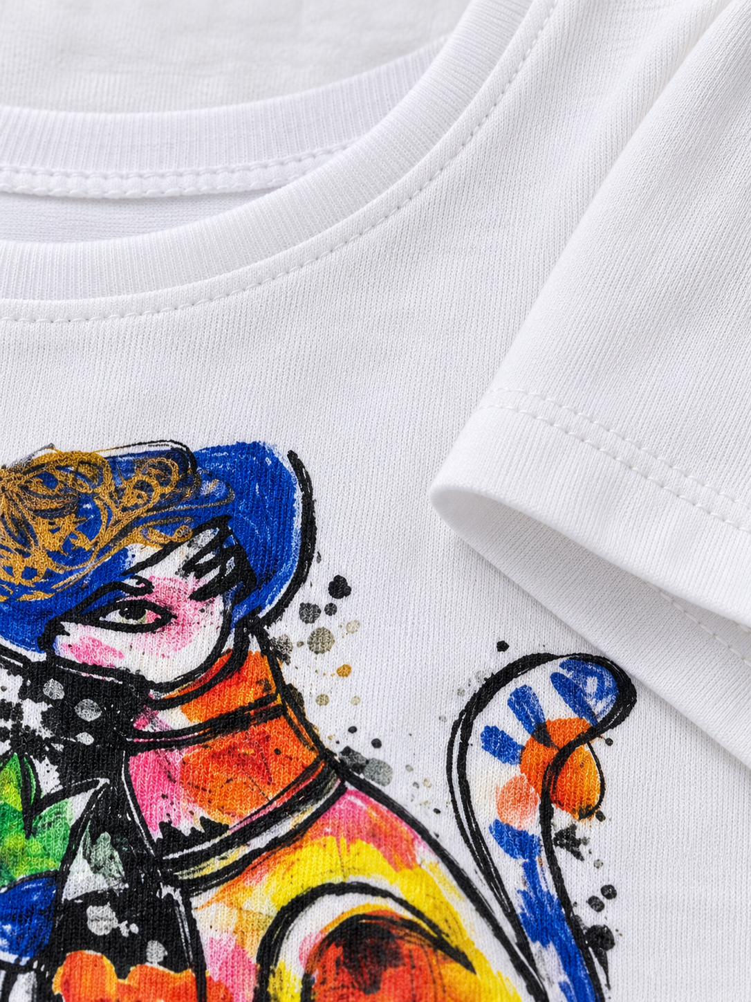 Artistic Cat Graphic T-Shirt
