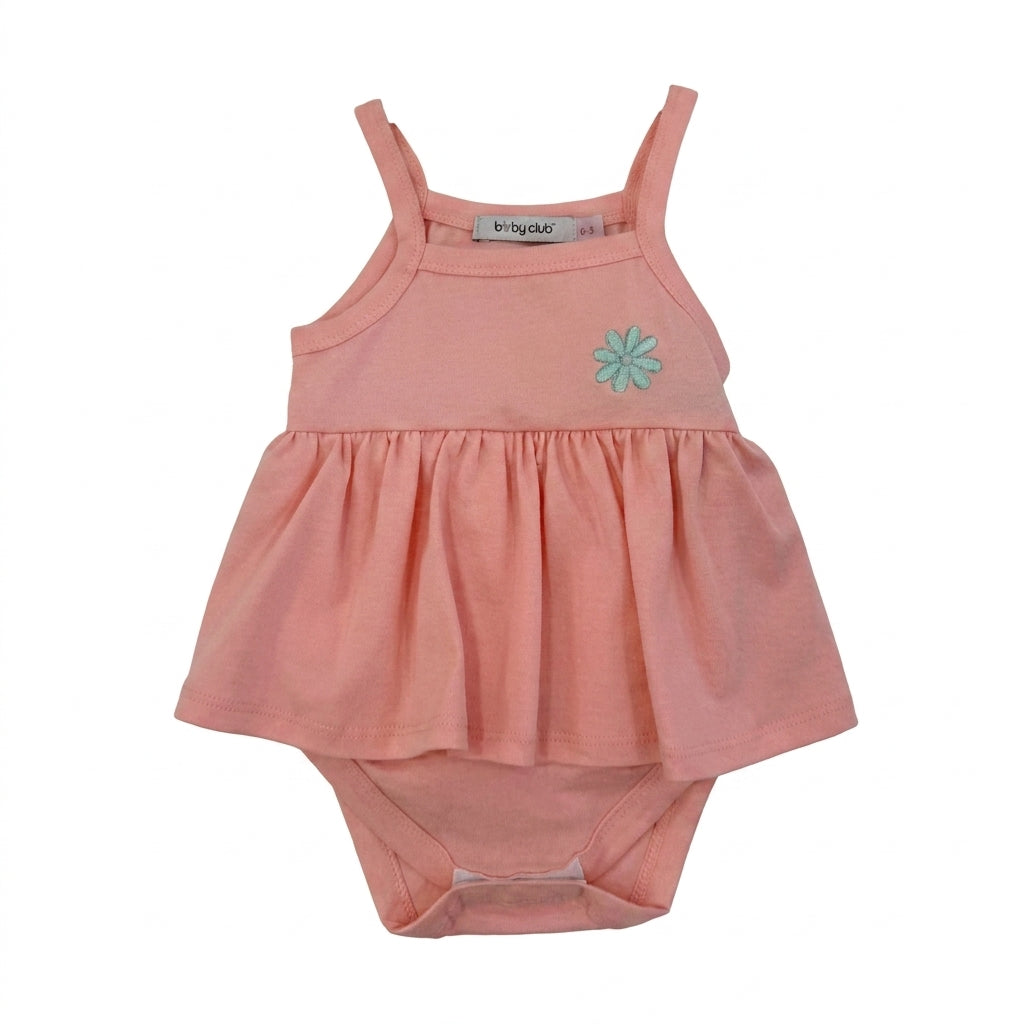 Sleeveless Romper Dress With Floral Appliqué