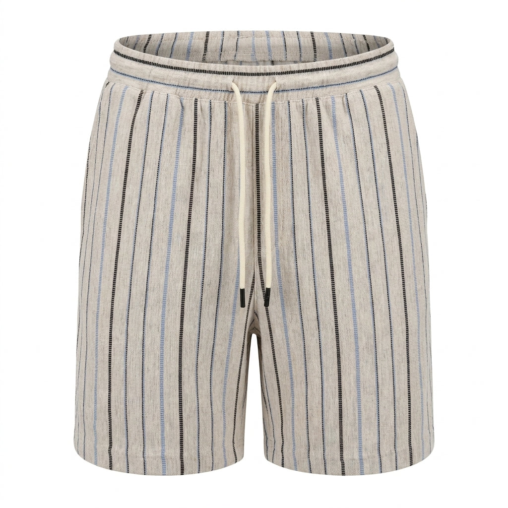 Men Stripe Shirt And Shorts Set