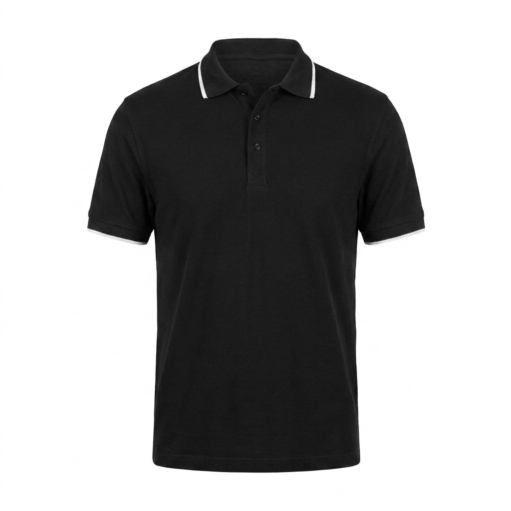 Men Short Sleeve Polo Shirt With Contrast Tip Collar