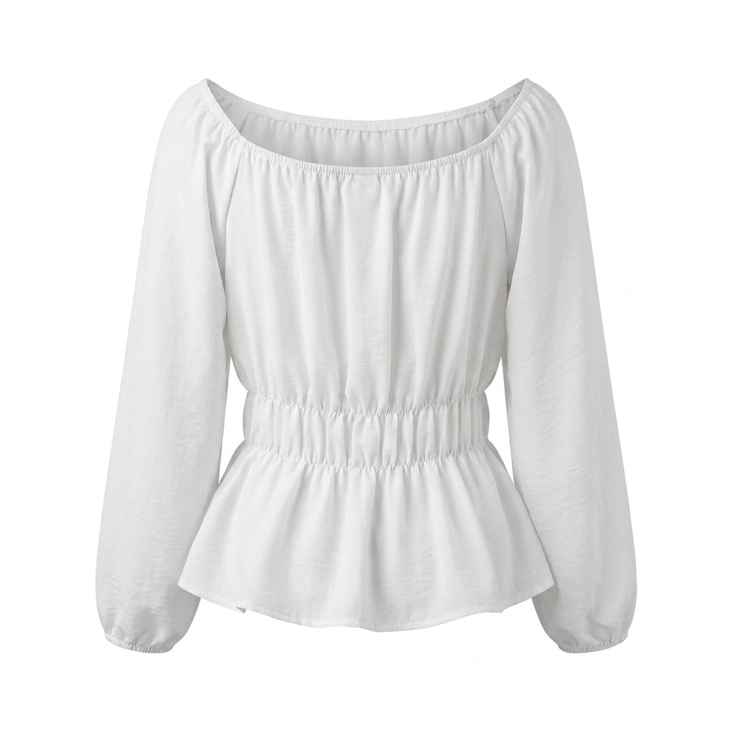 Women Smocked Peplum Blouse