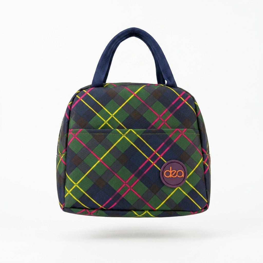 Dda Kids Plaid Lunch Bag With Front Pocket