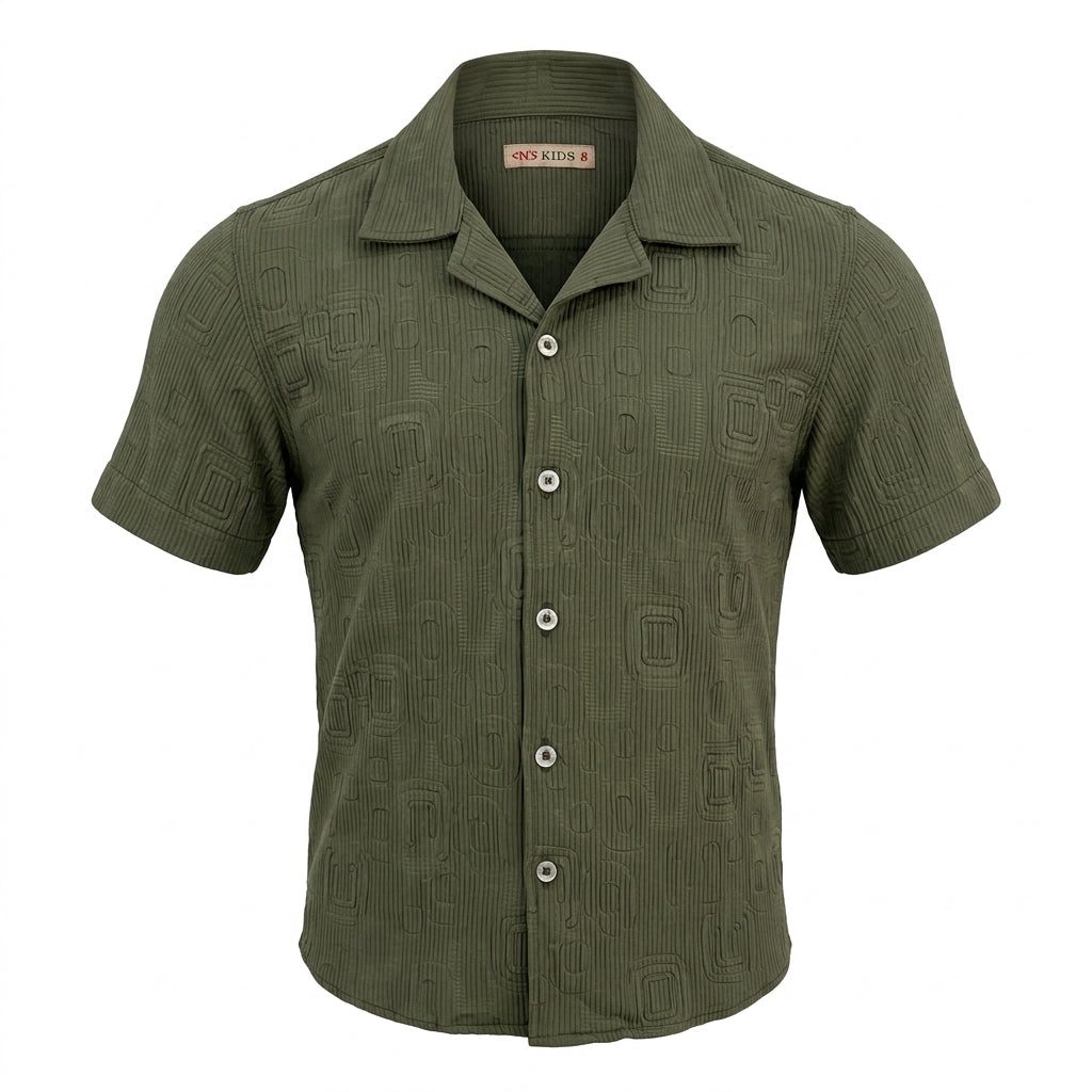 Kids Short Sleeve Textured Button Front Shirt