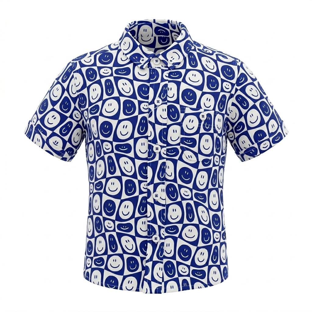 Kids Smiley Print Short Sleeve Shirt