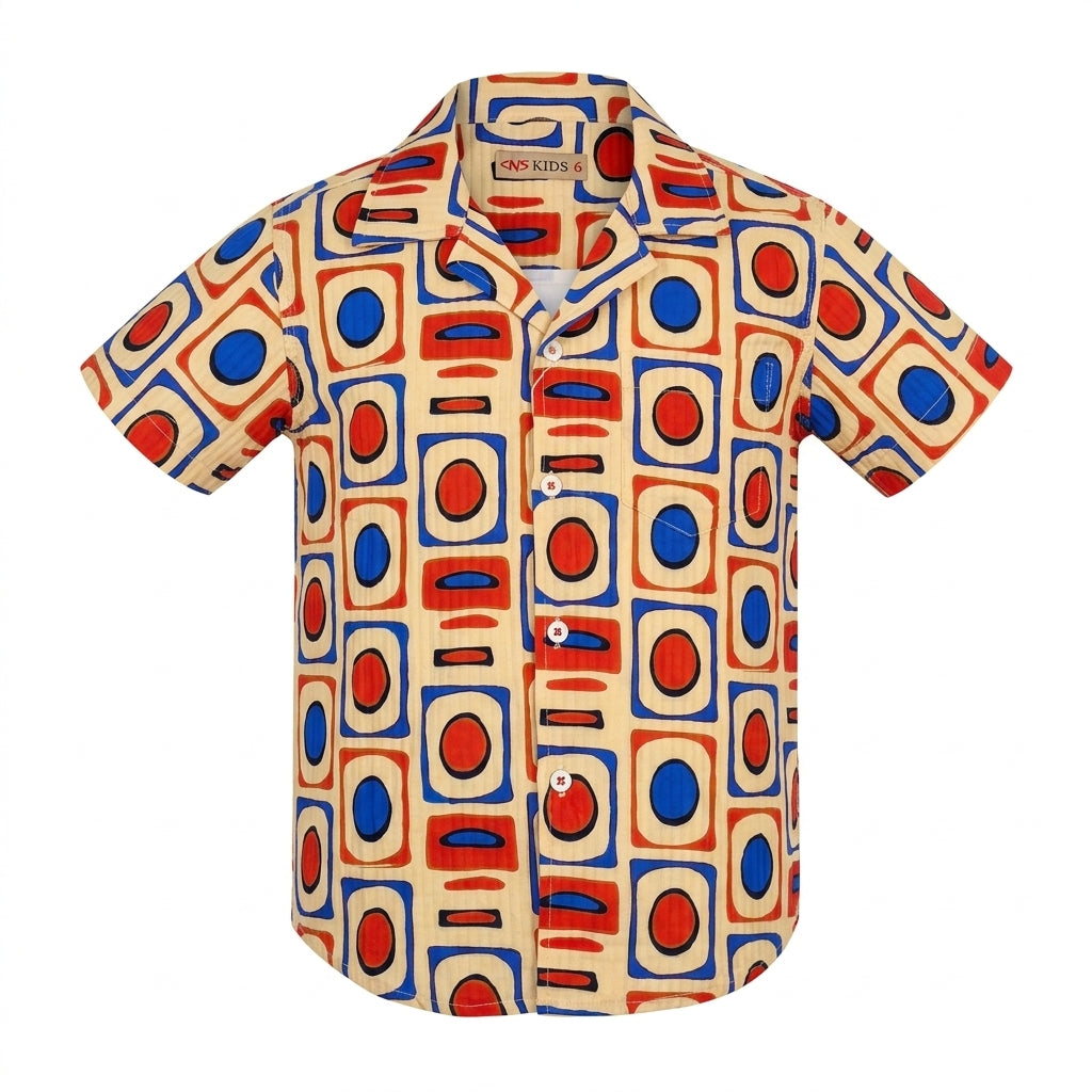 Kids Boys Short Sleeve Printed Shirt Fun Adventure Print