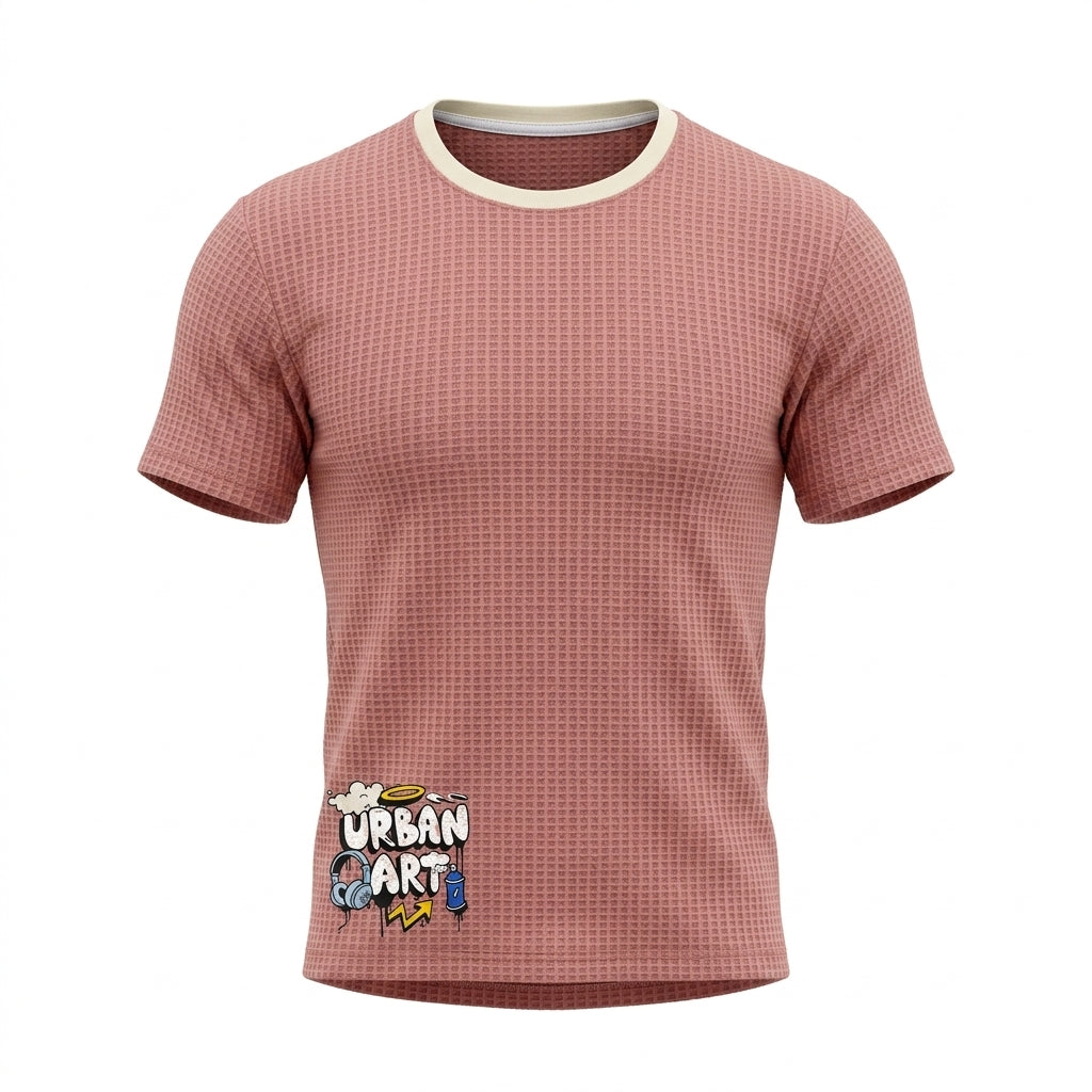 Kids Short Sleeve Textured T Shirt With Urban Art Print
