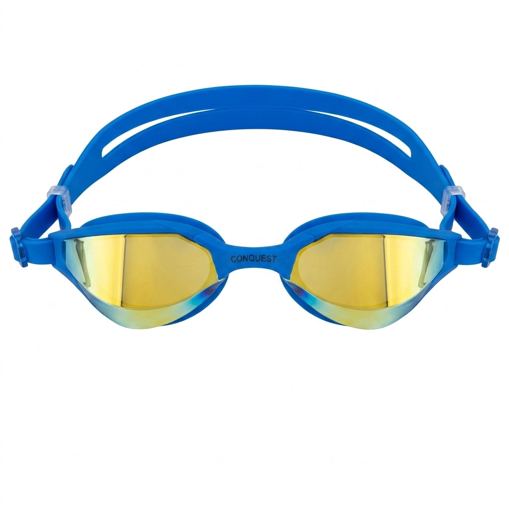 Competition Mirrored Swim Goggles With Protective Case Free Size