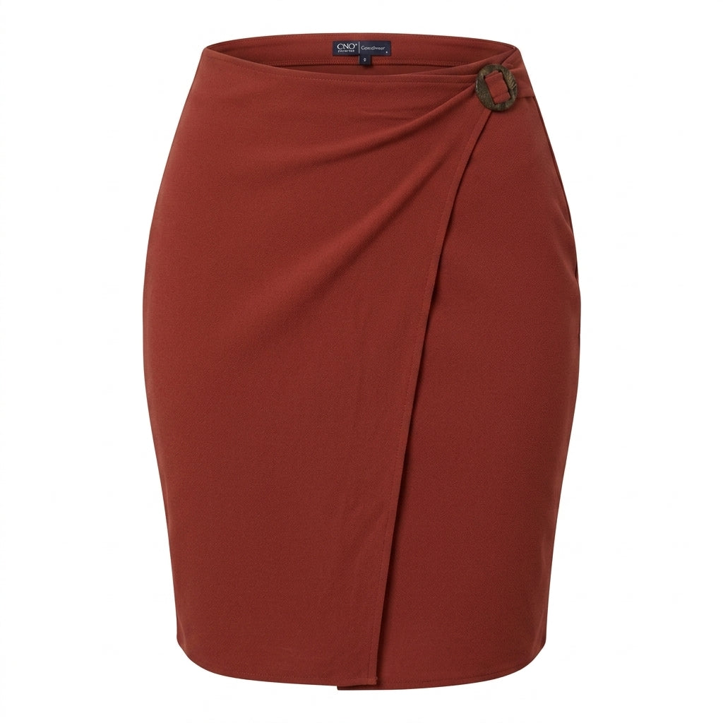 Wrap Style Midi Skirt With Buckle