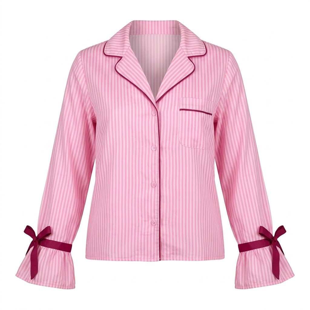Girls Striped Long Sleeve Shirt And Shorts Set