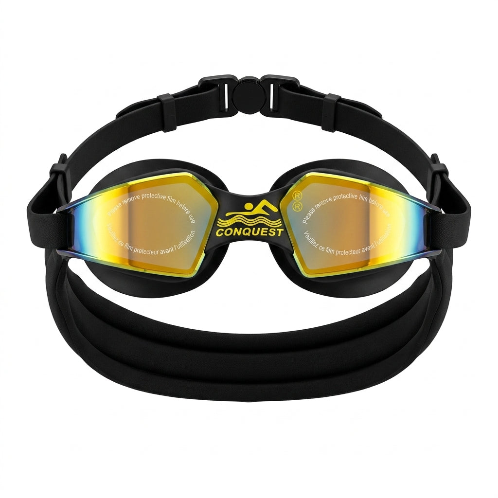 Mirrored Competition Swim Goggles In Protective Case Free Size