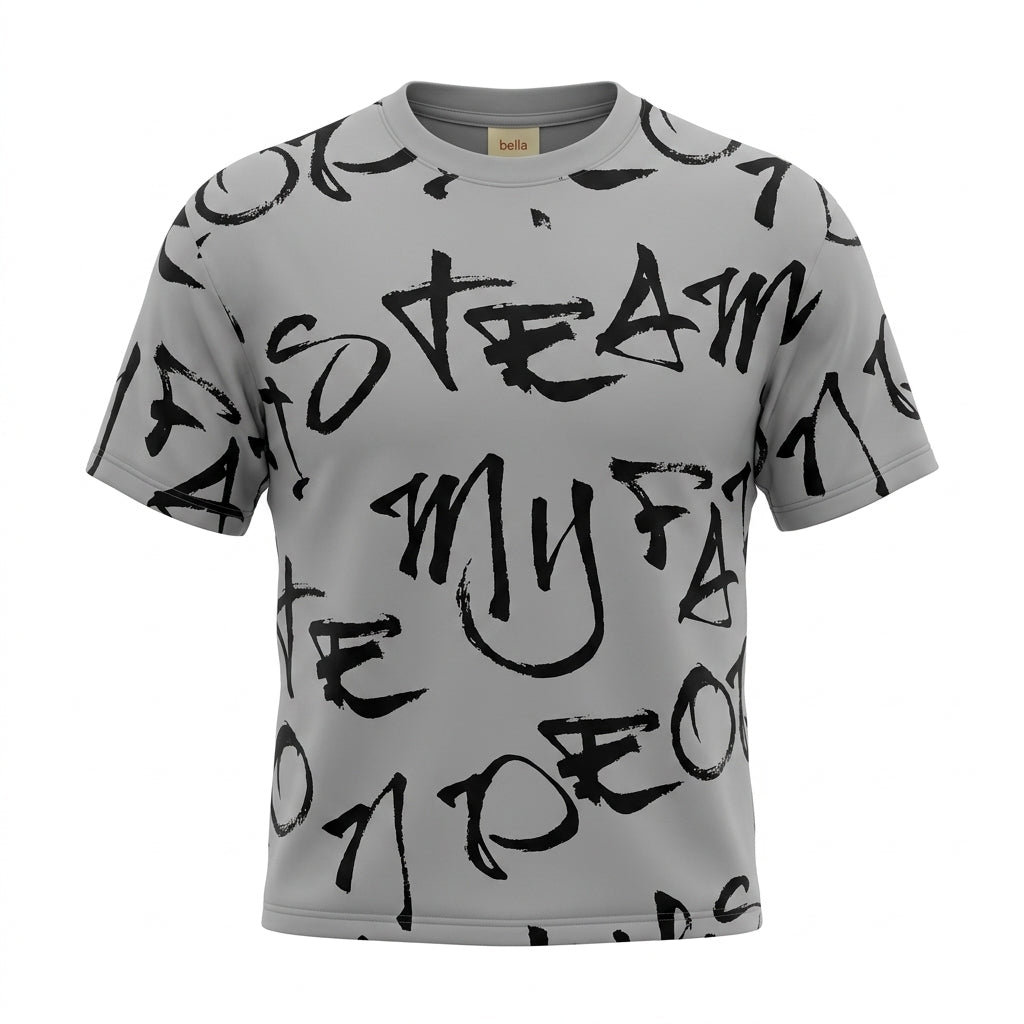 Kids Short Sleeve T Shirt With Allover Slogan Print