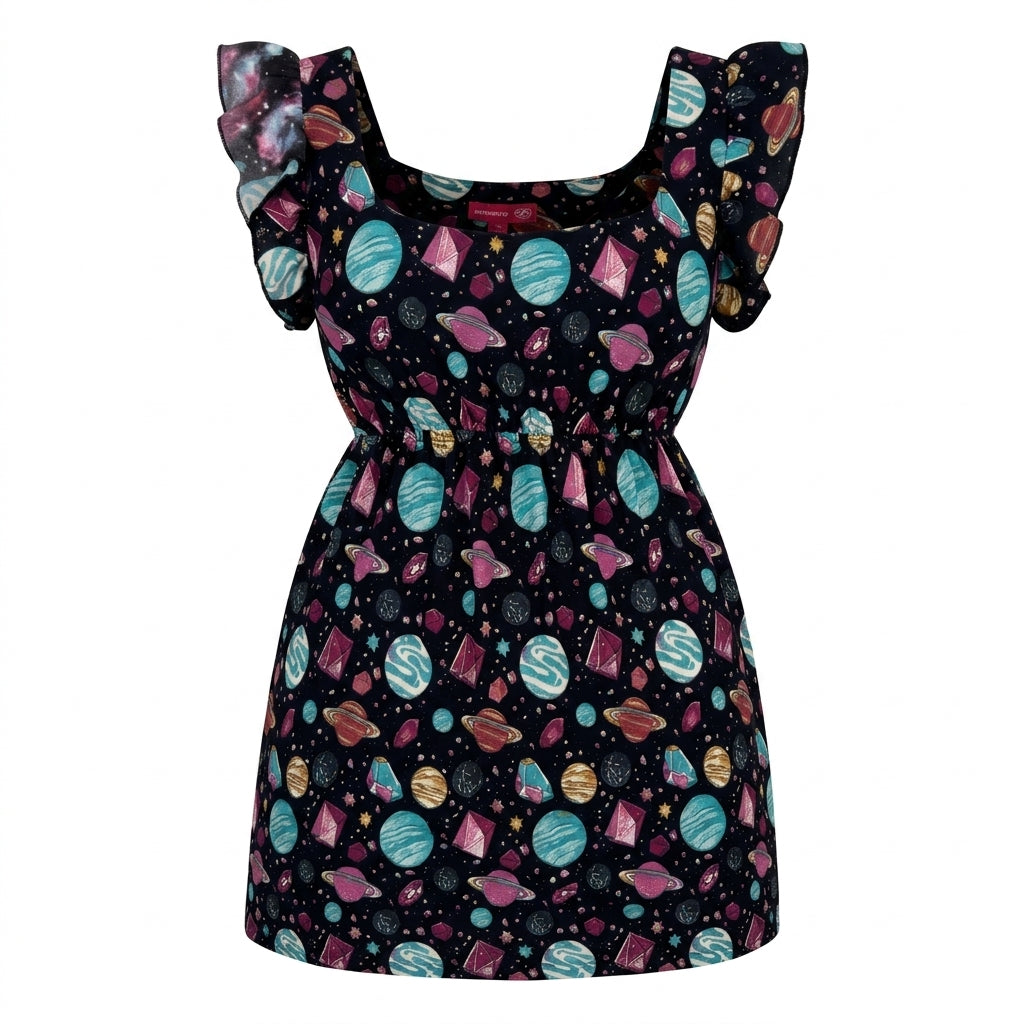 Girls Space Print Puff Sleeve Nightdress