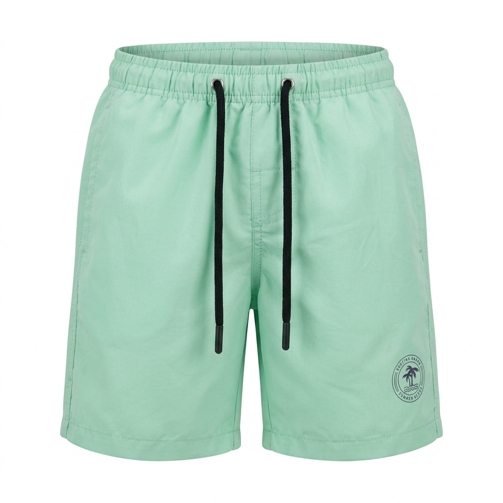 Men Beach Swim Shorts With Drawstring And Palm Tree Logo