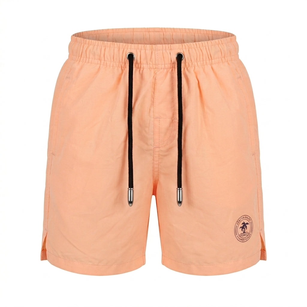 Men Beach Swim Shorts With Drawstring And Palm Tree Logo