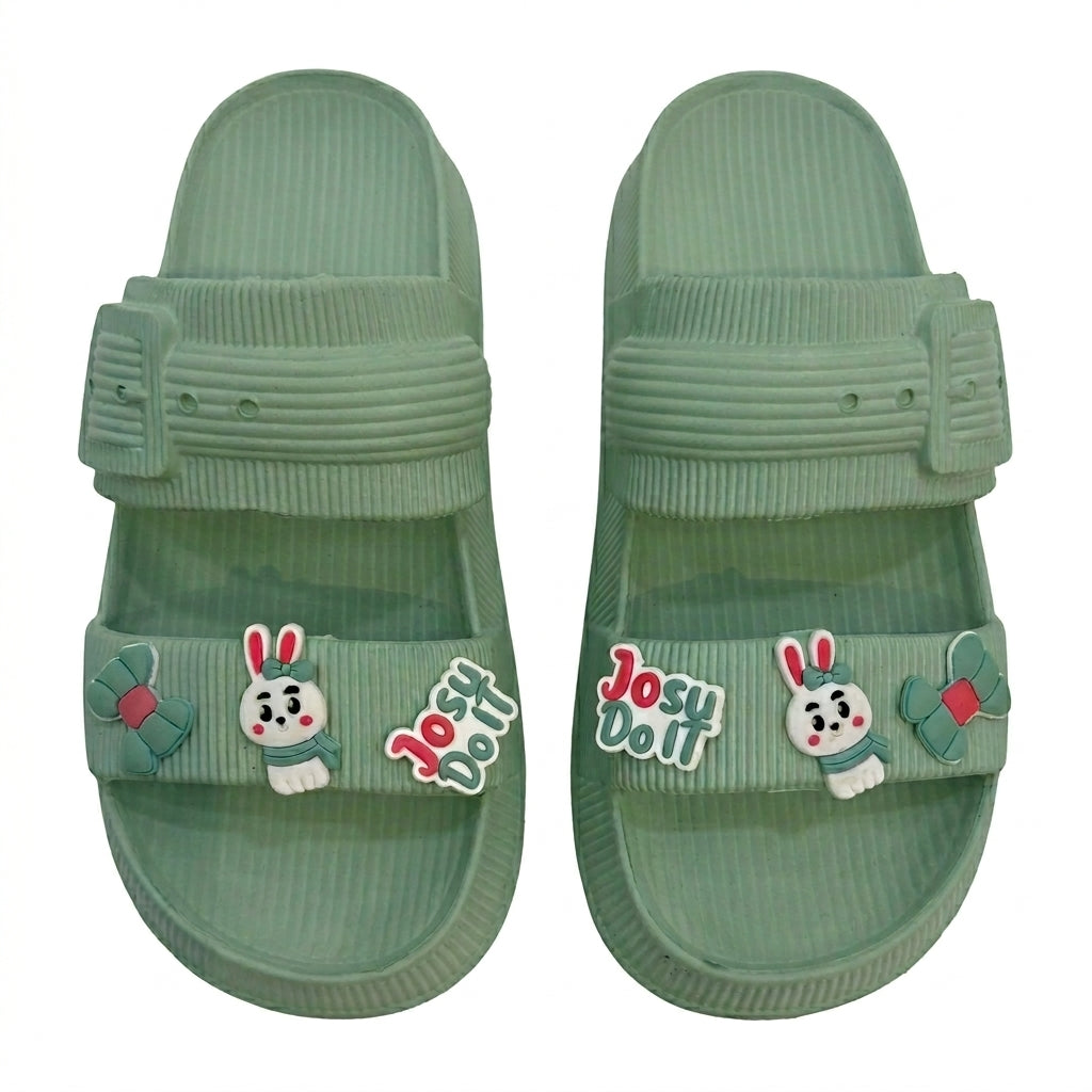 Girls Double Strap Graphic Slide Sandals