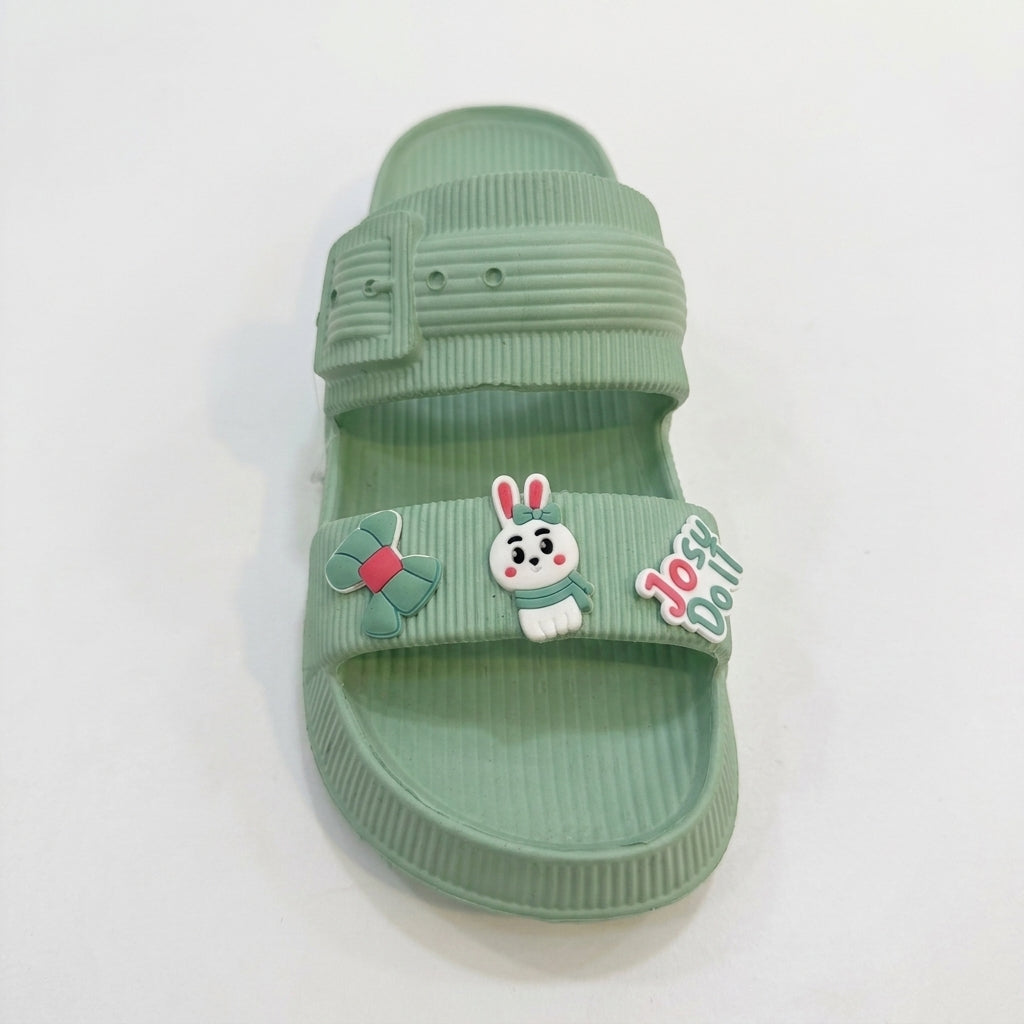 Girls Double Strap Graphic Slide Sandals
