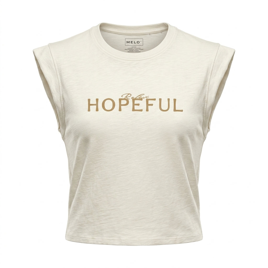 Women Cap Sleeve T Shirt With Hopeful Print