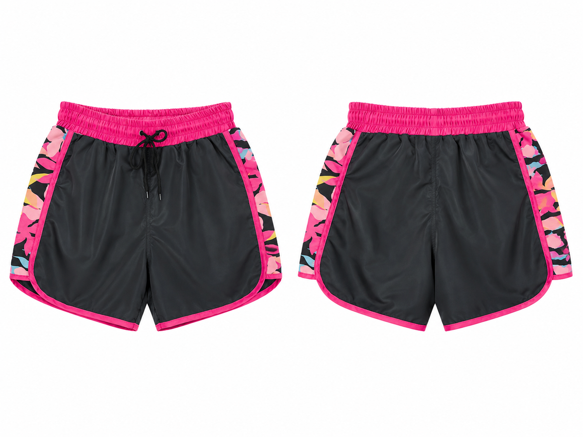 Men Tropical Side Panel Swim Shorts