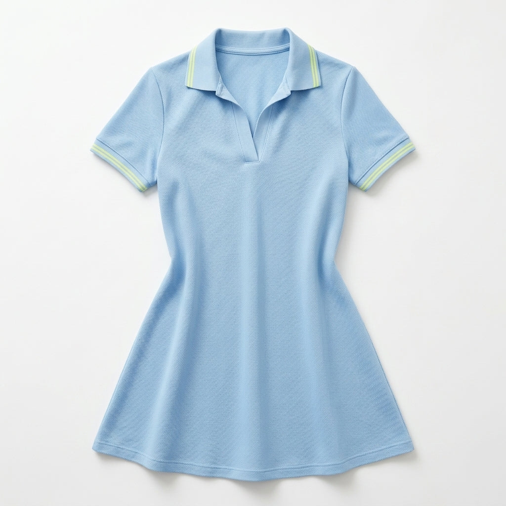 Casual Contrast Trim Short Sleeve Polo Dress