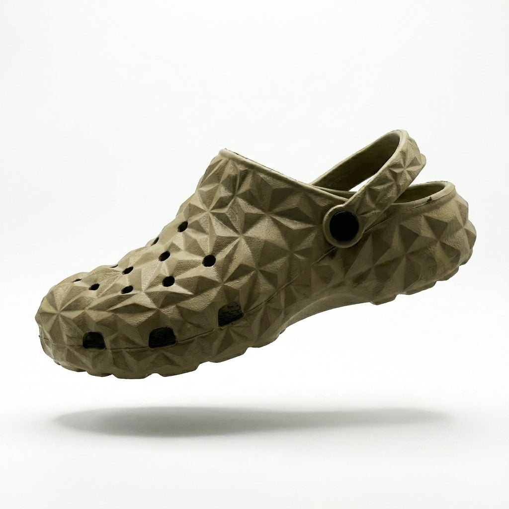 Unisex Geometric Textured Clog Sandals With Back Strap