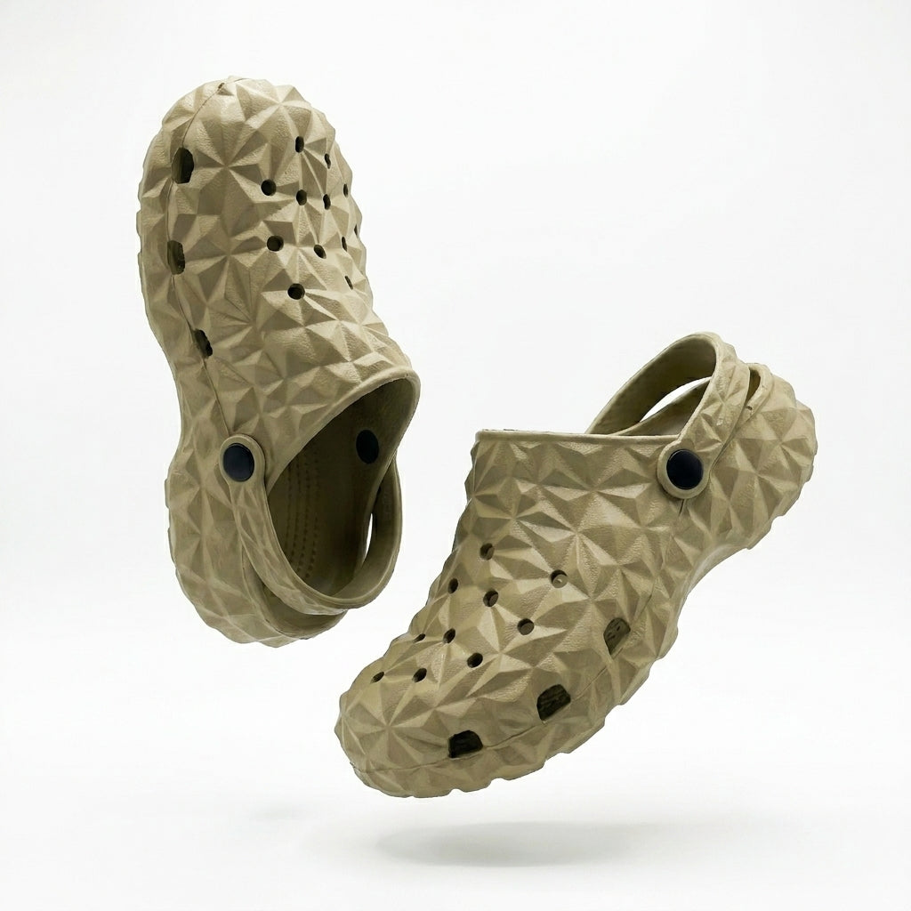 Unisex Geometric Textured Clog Sandals With Back Strap