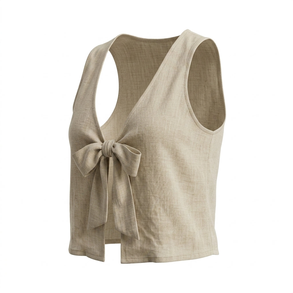 Women Tie Front Sleeveless Vest