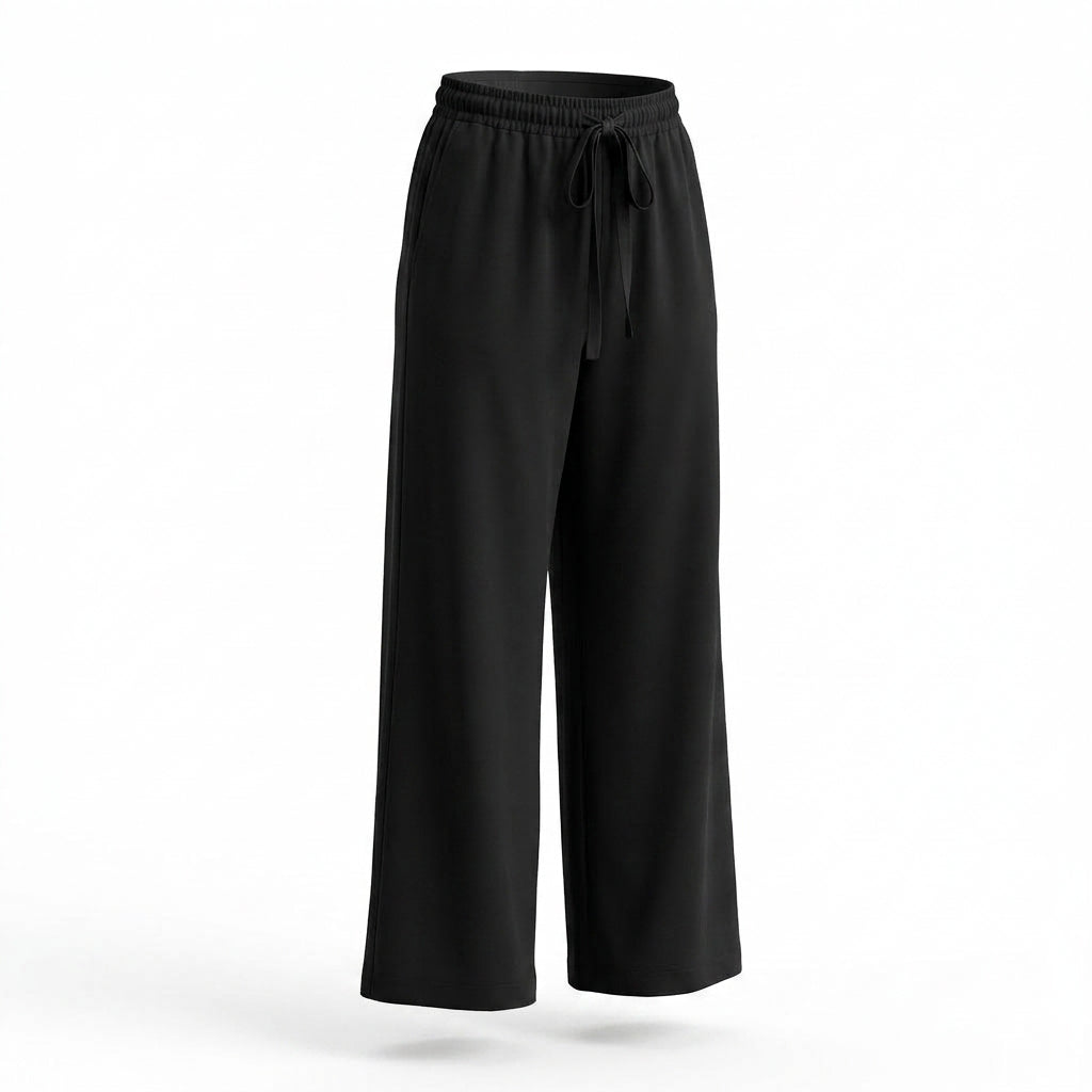 Casual Elastic Waist Wide Leg Pants
