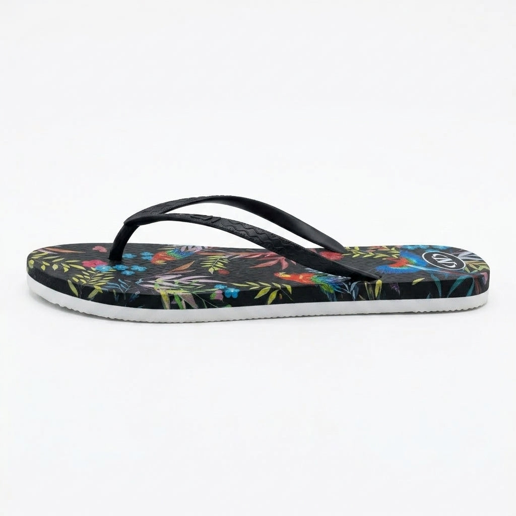 Women Tropical Floral Print Flip Flop Sandals
