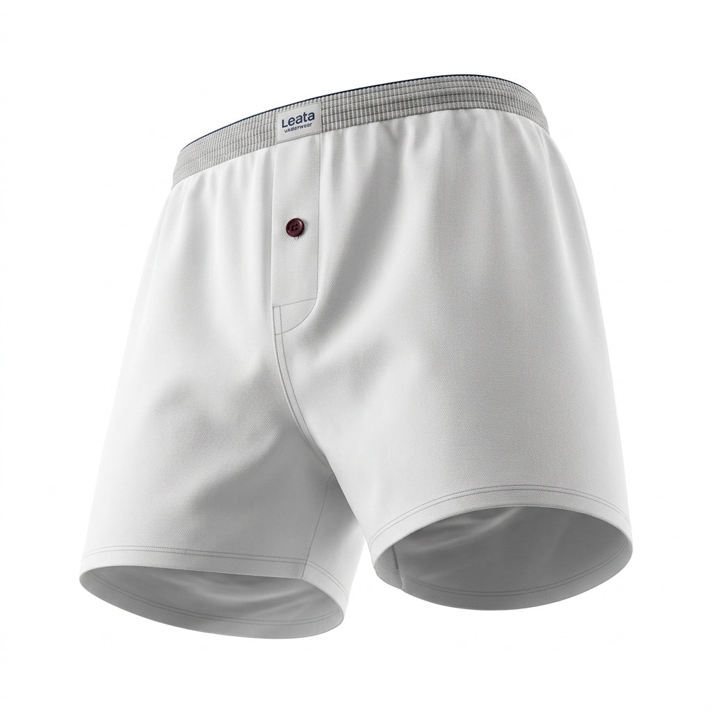 Men Woven Boxer Shorts With Button Fly
