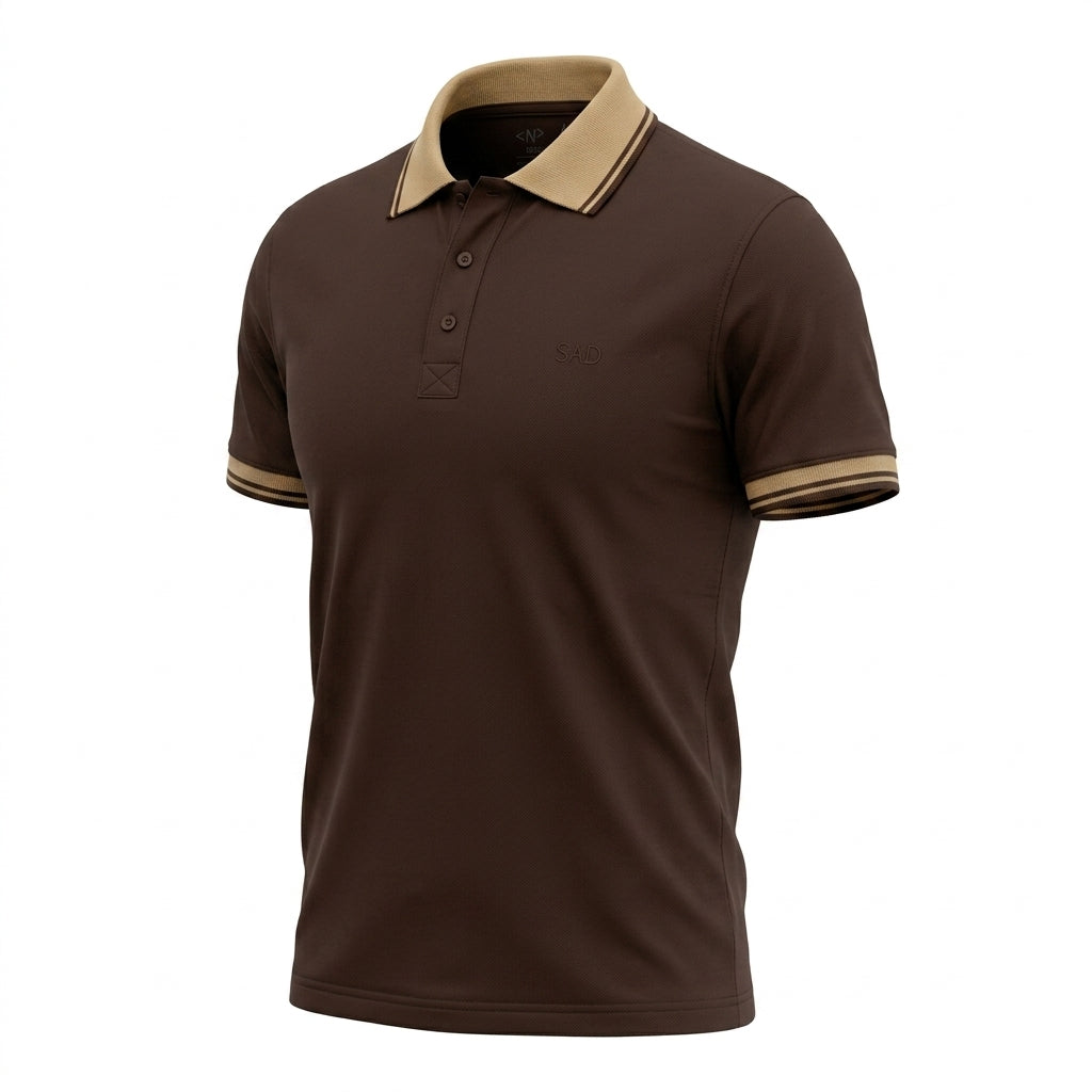 Men Short Sleeve Polo Shirt With Contrast Collar