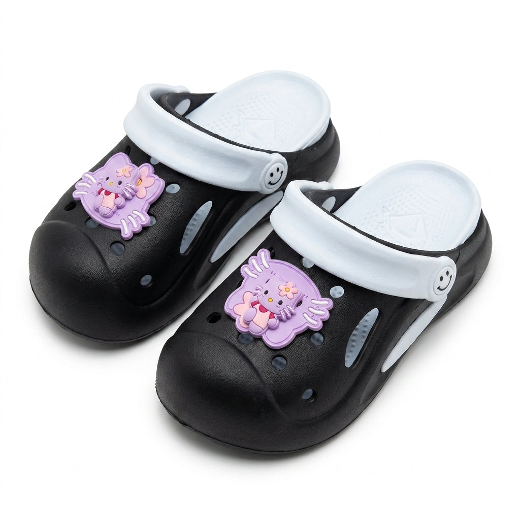 Girls Charm Embellished Clog Sandals With Back Strap