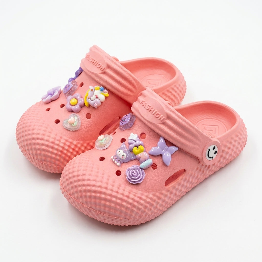 Girls Charm Embellished Clog Sandals