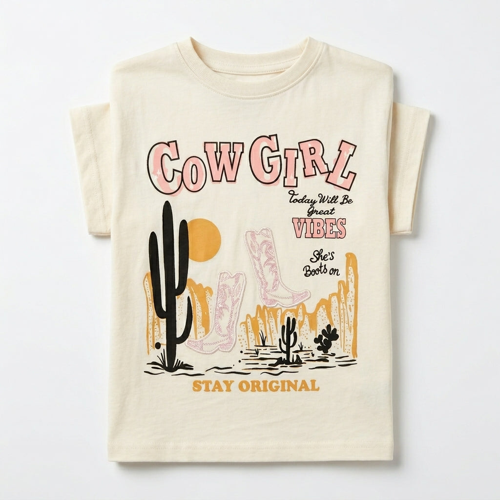 Kids Cow Girl Graphic T Shirt