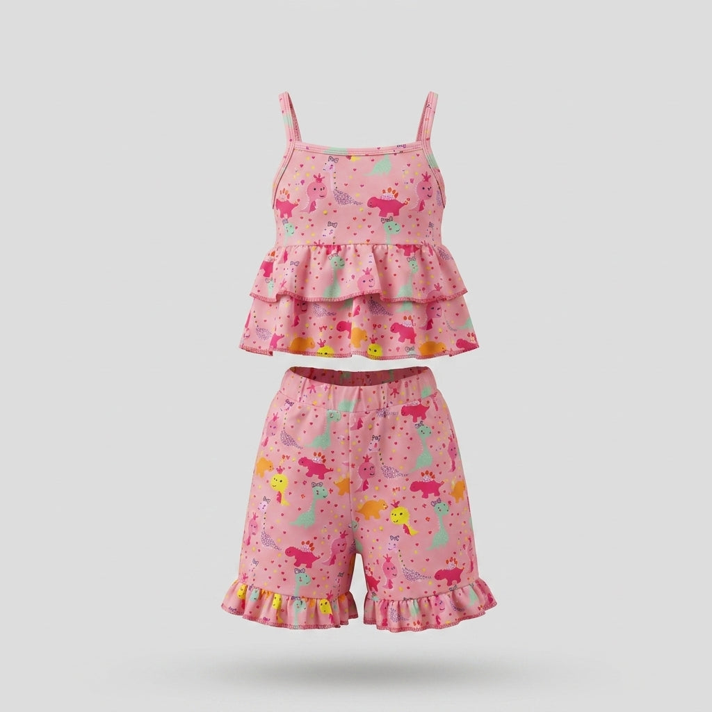Girls Mermaid Print Camisole Top And Shorts Set