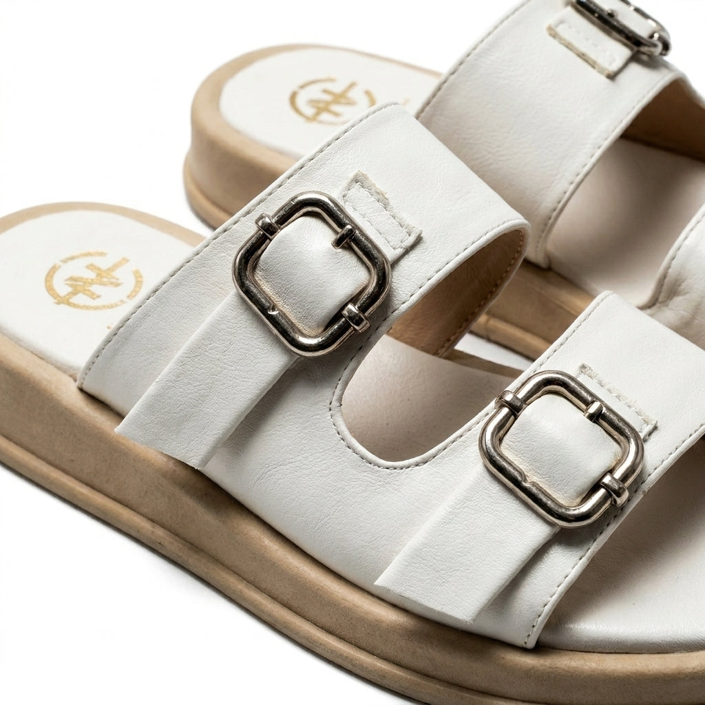 Double Buckle Platform Slide Slipper