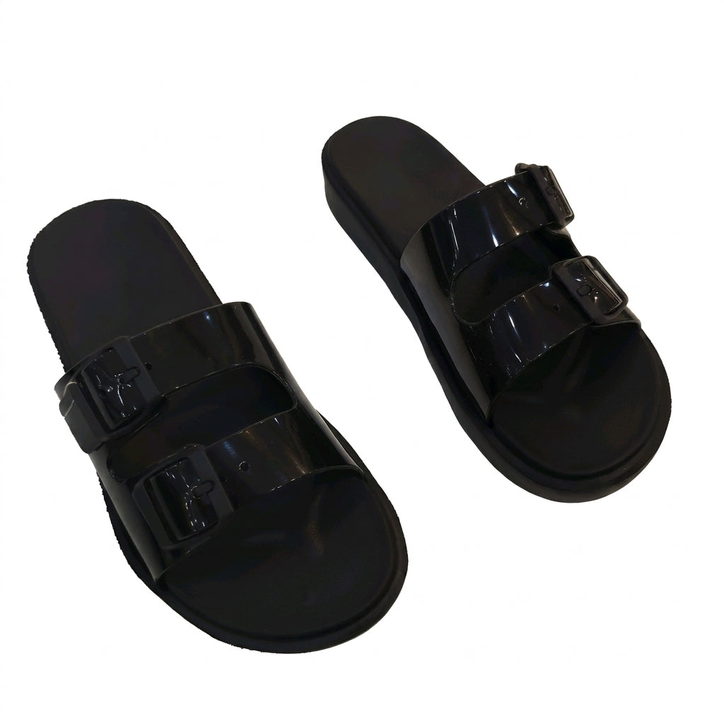 Women Double Buckle Slide Sandals
