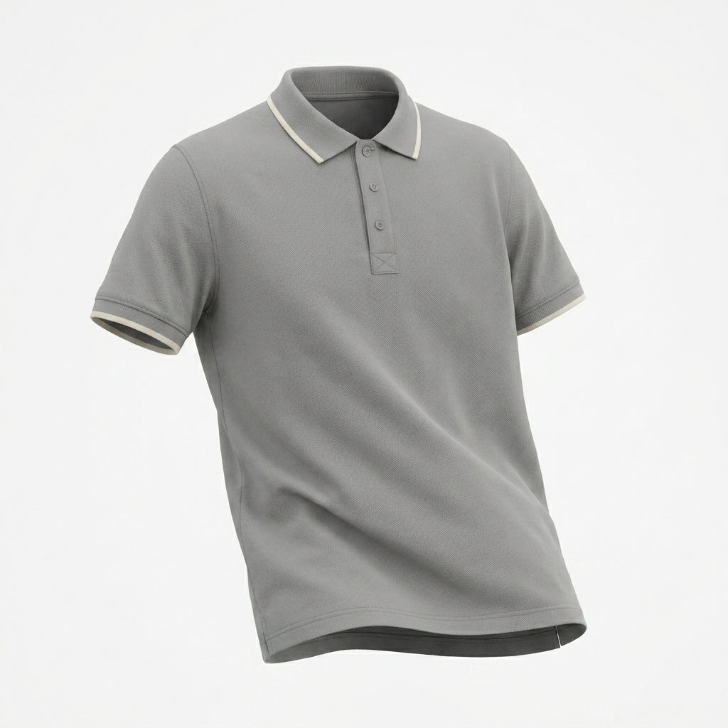 Men Short Sleeve Polo Shirt With Contrast Tip Collar