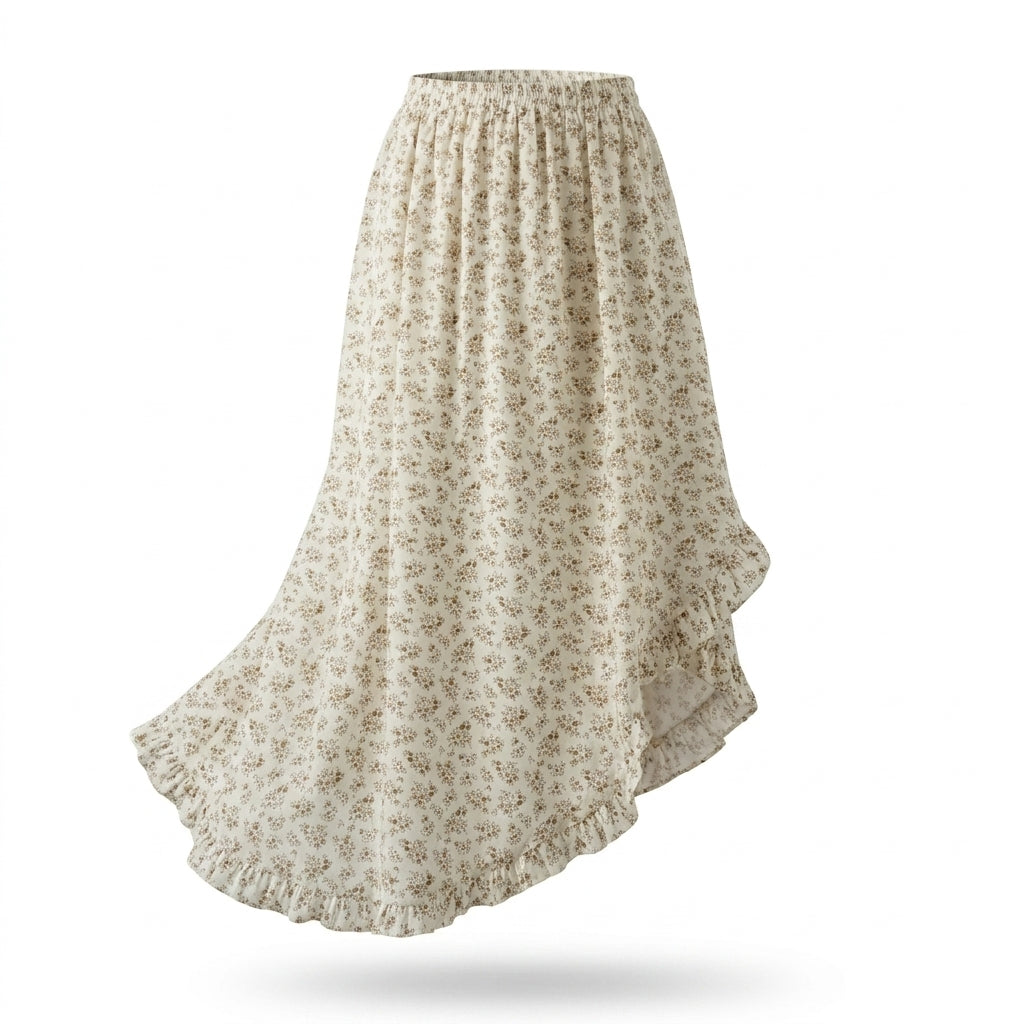 Floral Print Maxi Skirt With An Elastic Waistband